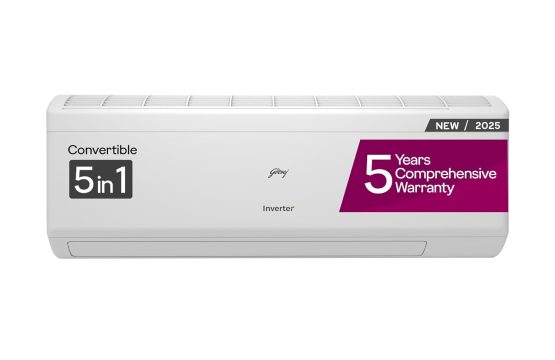 Godrej 2 Ton 3 Star, 5 Years Comprehensive Warranty, AI Powered, 5-In-1 Convertible Cooling, Self Clean Inverter Split AC (Copper, 2025 Model, Heavy Duty Cooling At 52 °C, AC 2.0T EI 24I3T WZS, White)