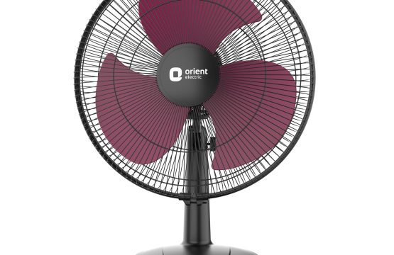 Orient Electric 400 mm Table 77 | High Speed Table Fan | 2100 RPM 95 CMM | 100% Copper Motor | 90 Degree Oscillation | 3 Speed Control | Military Grade Guard | Black & Red