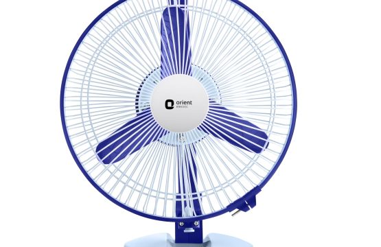 Orient Electric 230 MM Zippy Table cum Wall Fan | 2-in-1 Multi-purpose Fan | 2500 RPM High Speed | Adjustable Rocker for upward, downward movement | 2 year Warranty by Orient | White-Blue colour