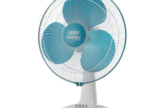 USHA Maxx Air Ultra Table Fan | 400MM Sweep Size | 1350_RPM | Aerodynamic Blade Design for High Air Delivery | Corrosion Protection with Plastic Blades | 3 Speed Settings | Light Blue